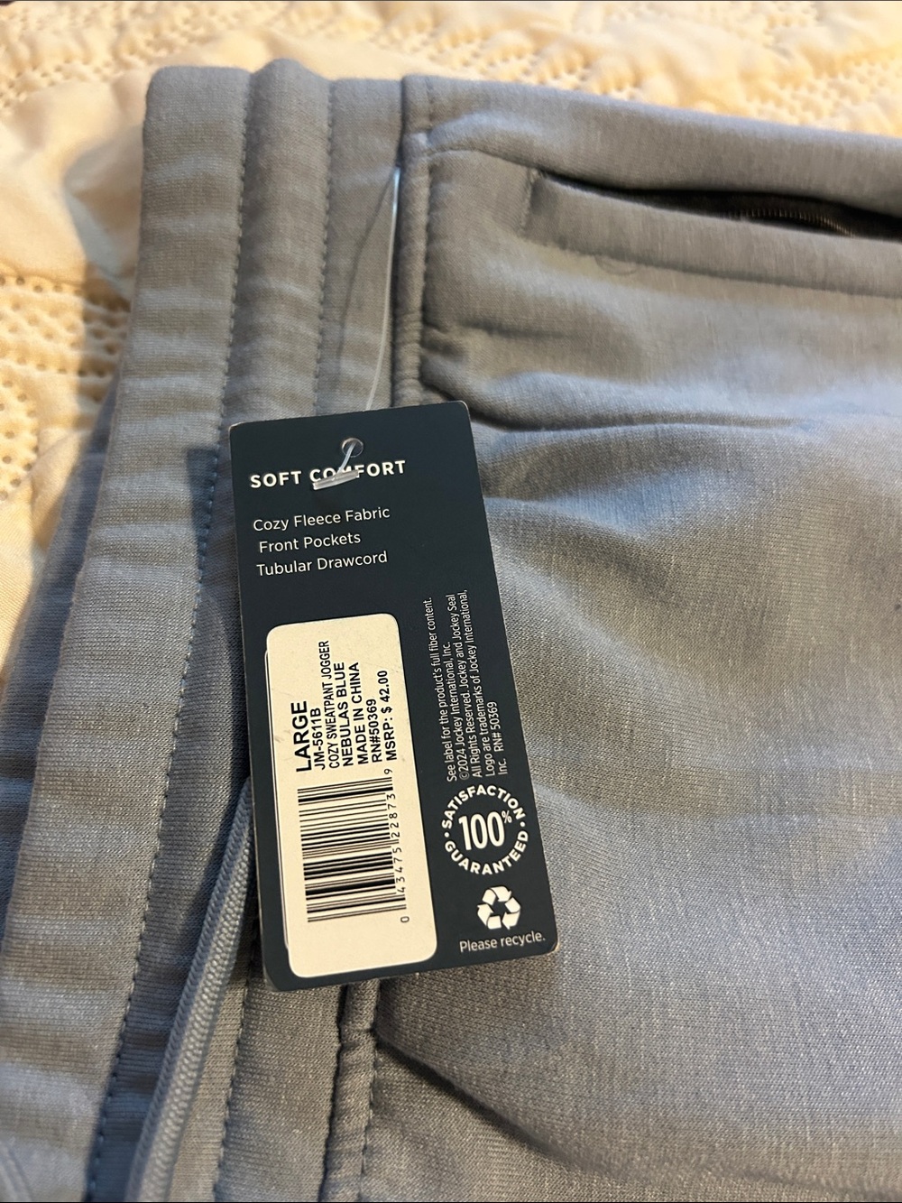 Mens Jockey drawstring pant. Size L Nwt